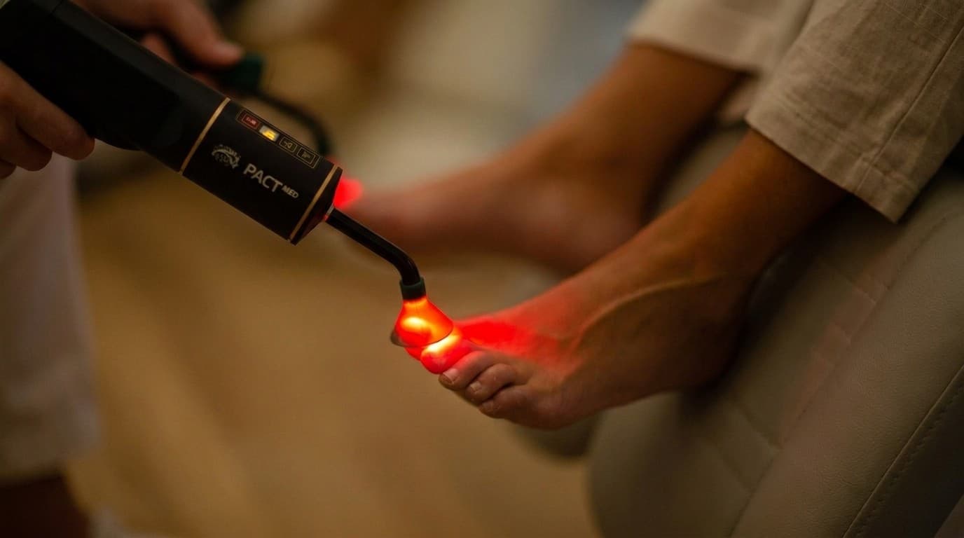 PACT-therapie tegen schimmelnagels: behandeling van een teennagel met fotodynamische lichttherapie